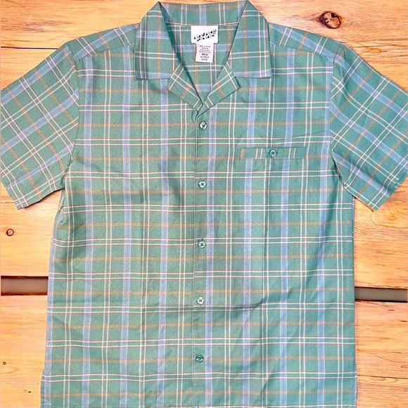 Vintage Irvine Park Hawaiian Cuban Style Plaid Pocketed Button Up Shirt - Picture 1 of 8